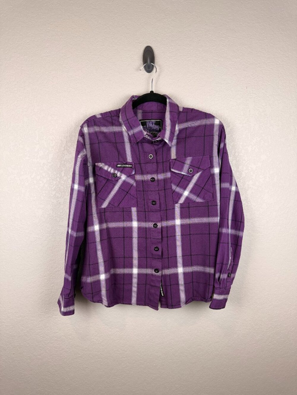 Hot Leathers Women's Purple Plaid Heavyweight Cotton Flannel Shirt XL